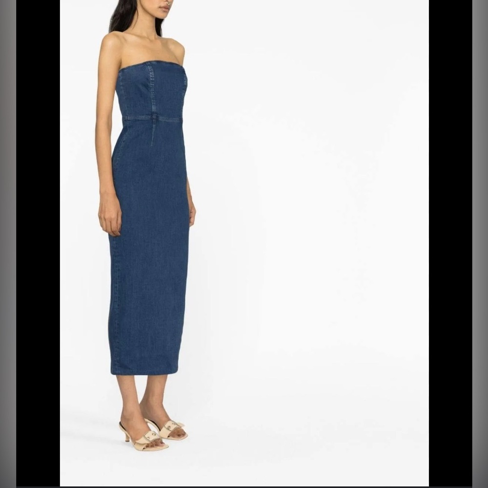 Reformation Eugenia Denim Strapless Dress - Blue